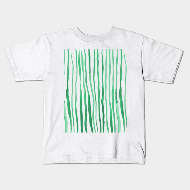 Vertical watercolor lines - green Kids T-Shirt by wackapacka